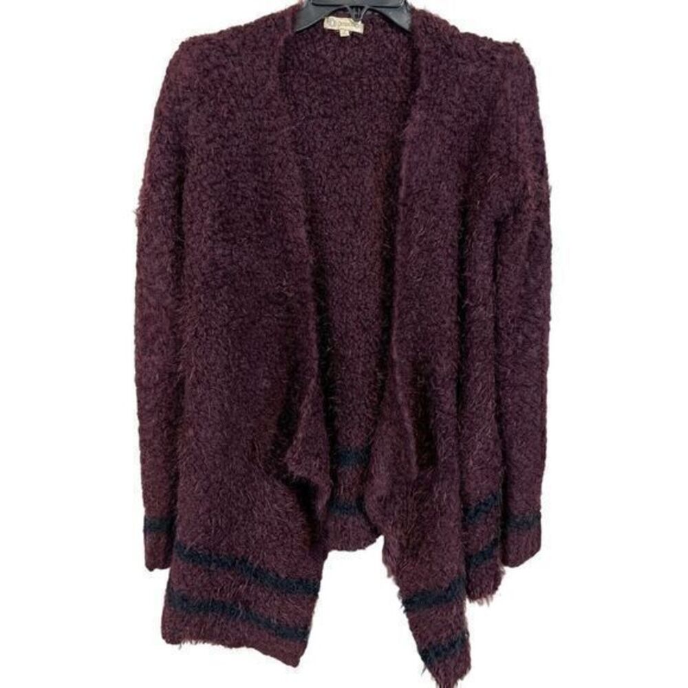 Democracy Womens Cardigan Purple Sz Small Eyelash Asymmetric Cozy Knit‎ Sweater
